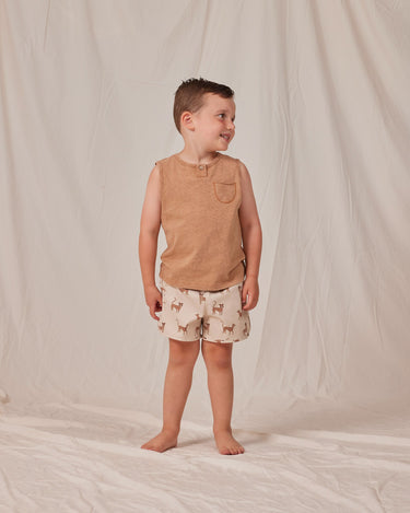 Rylee + Cru Jersey Button Tank, Camel